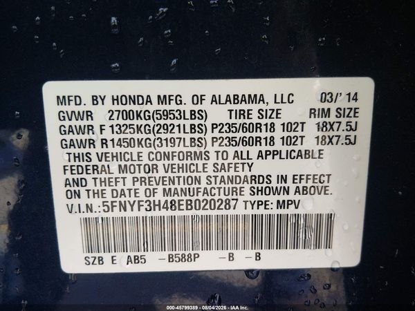 2014 HONDA PILOT EX