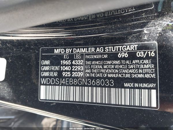 2016 MERCEDES-BENZ CLA 250 CLA250