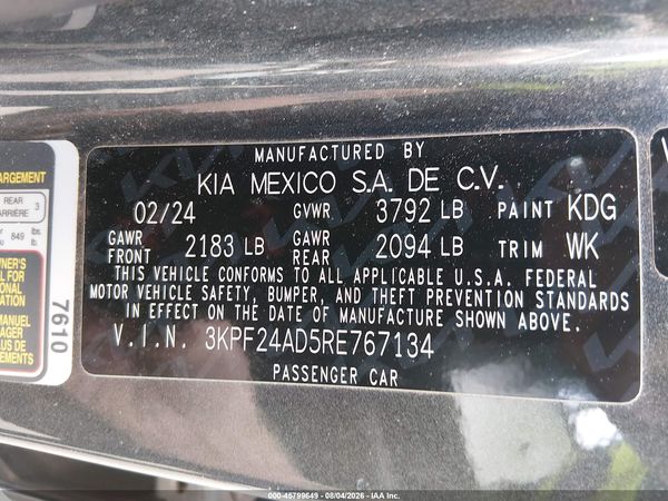 2024 KIA FORTE LXS