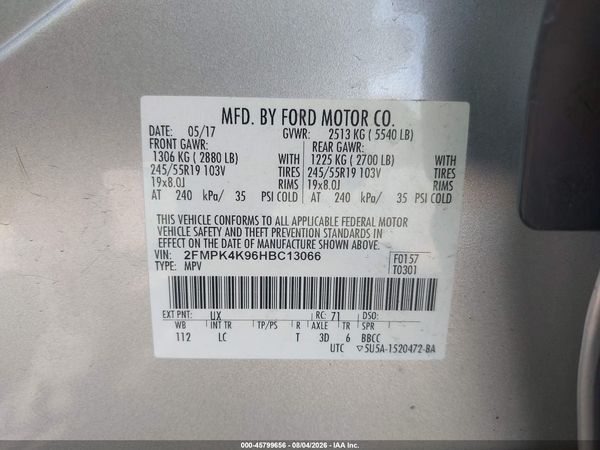 2017 FORD EDGE TITANIUM — I9