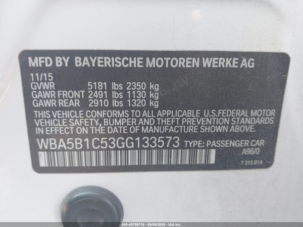 2016 BMW 535I