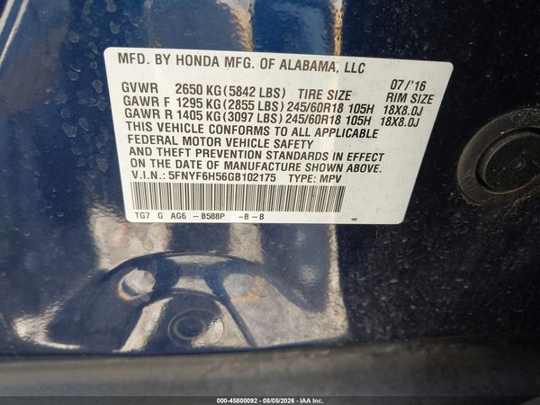 2016 HONDA PILOT EX-L
