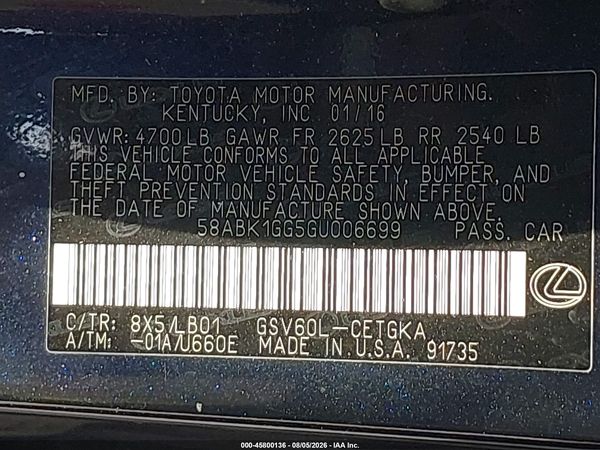 2016 LEXUS ES 350