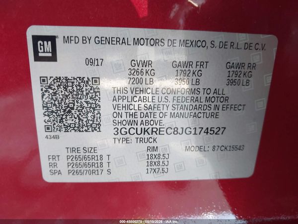 2018 CHEVROLET SILVERADO 1500 2LT — I9