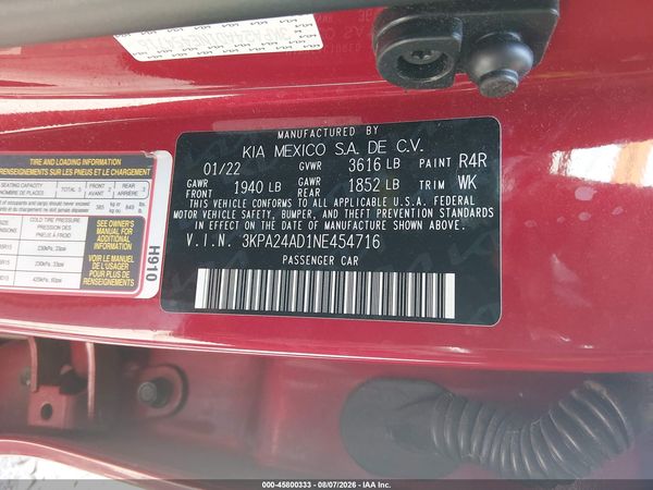 2022 KIA RIO S