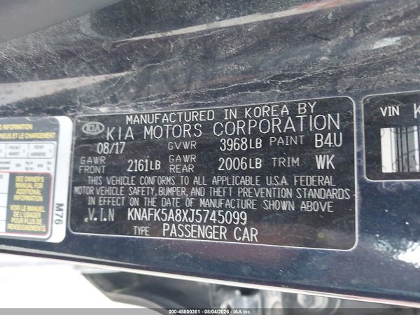 2018 KIA FORTE LX