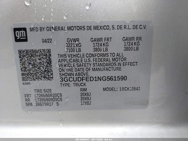 2022 CHEVROLET SILVERADO 1500 — I9