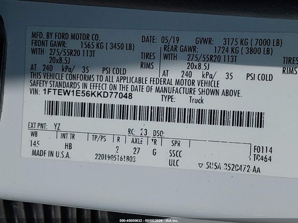 2019 FORD F-150 LARIAT