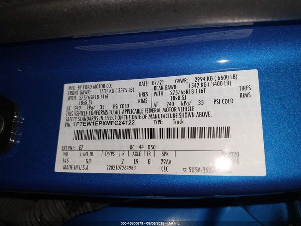 2021 FORD F-150 XL