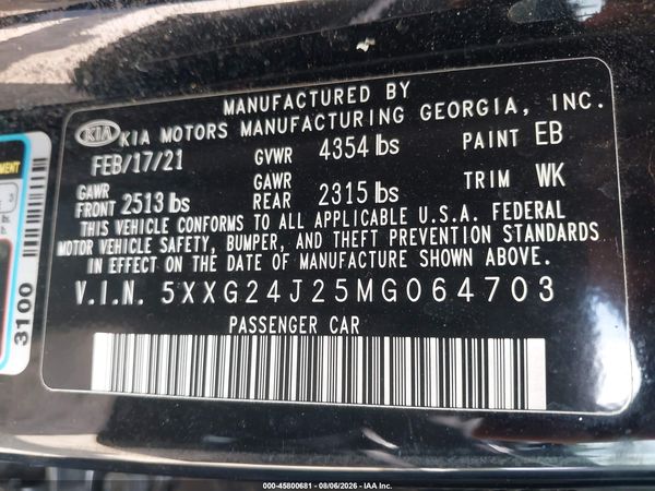 2021 KIA K5 LX