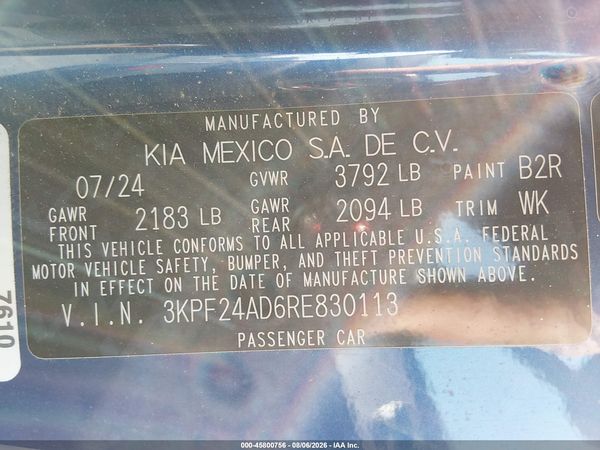 2024 KIA FORTE LXS