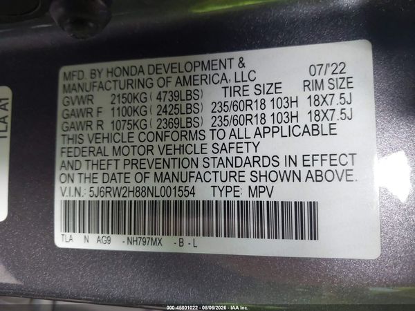 2022 HONDA CR-V AWD EX-L