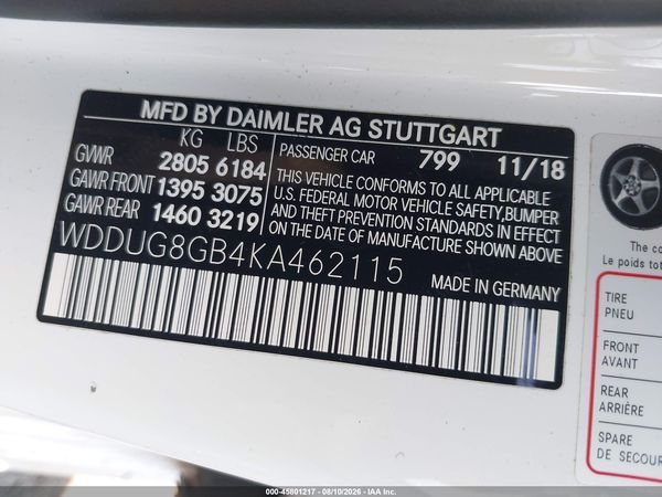 2019 MERCEDES-BENZ S 560 4MATIC