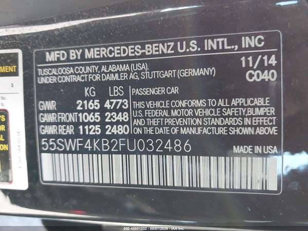 2015 MERCEDES-BENZ C 300 4MATIC