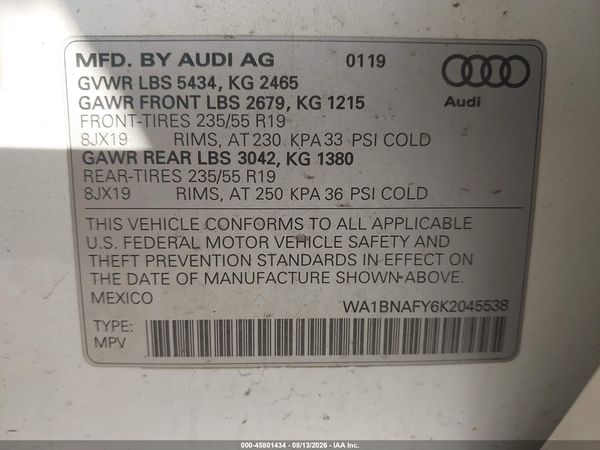 2019 AUDI Q5 45 PREMIUM