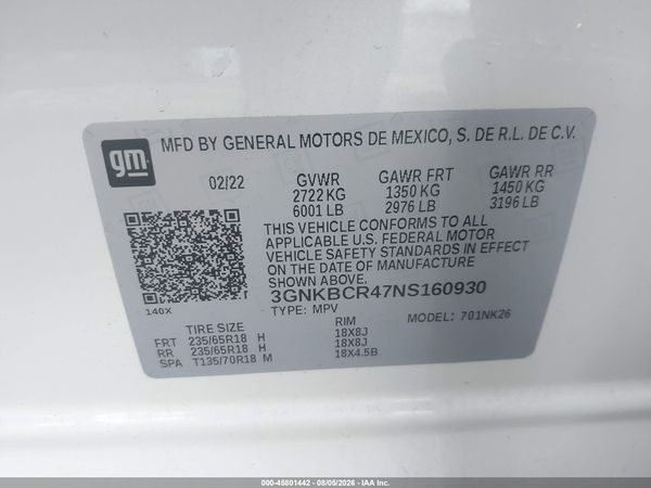 2022 CHEVROLET BLAZER FWD 2LT — I9