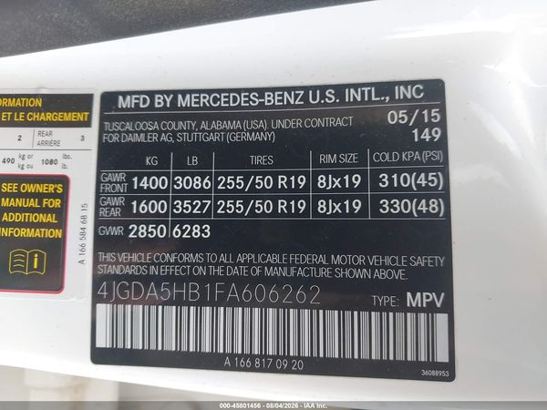 2015 MERCEDES-BENZ ML 350 4MATIC
