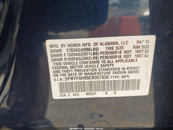 2012 HONDA PILOT TOURING
