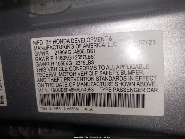 2021 ACURA TLX TECHNOLOGY PACKAGE