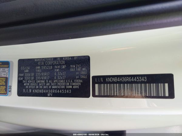 2024 KIA CARNIVAL MPV LX SEAT PACKAGE