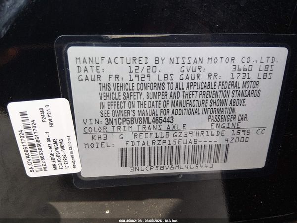 2021 NISSAN KICKS S XTRONIC CVT