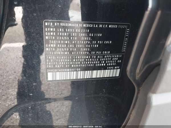 2022 VOLKSWAGEN TIGUAN 2.0T SE — I9