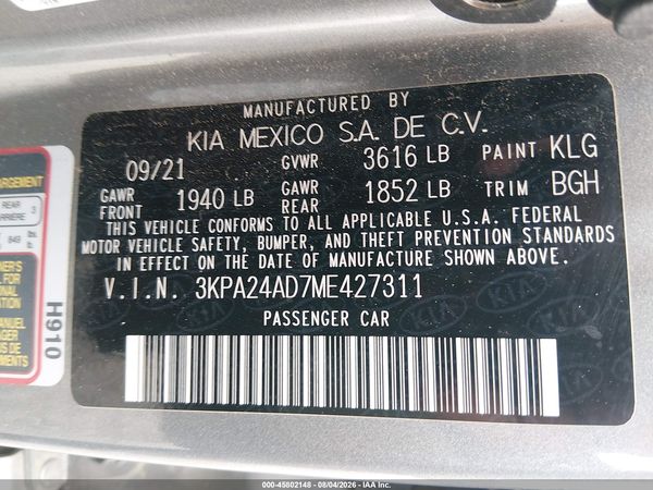 2021 KIA RIO S