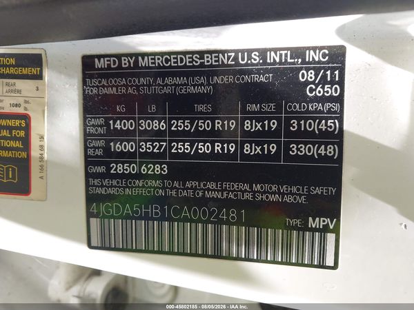 2012 MERCEDES-BENZ ML 350 4MATIC