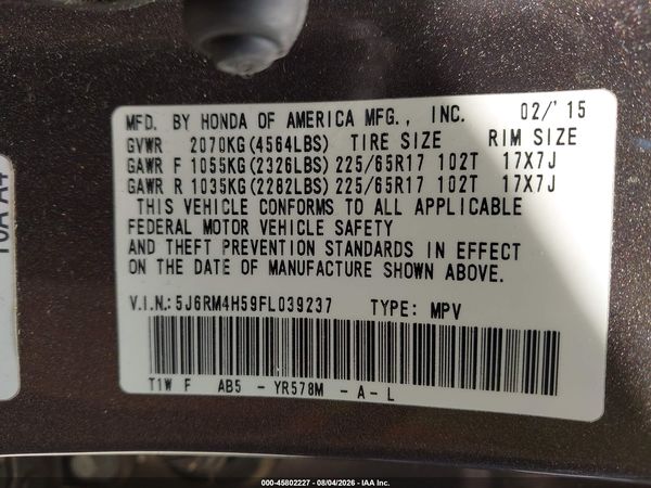2015 HONDA CR-V EX