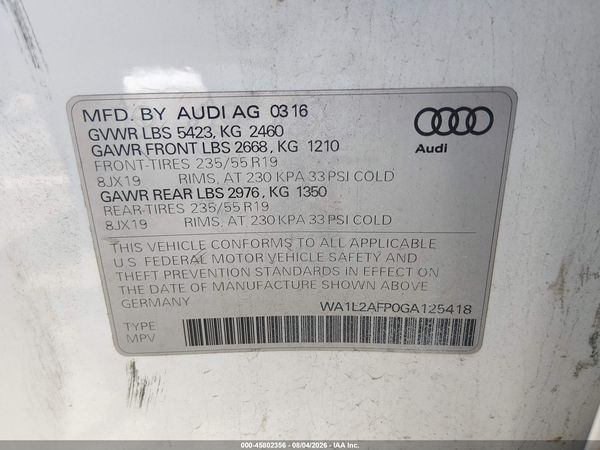 2016 AUDI Q5 2.0T PREMIUM