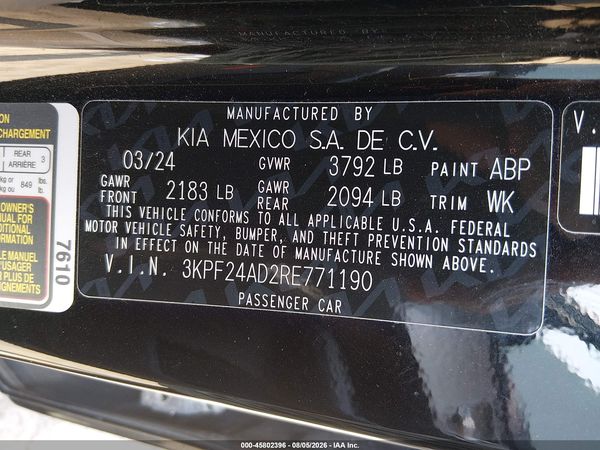 2024 KIA FORTE LXS