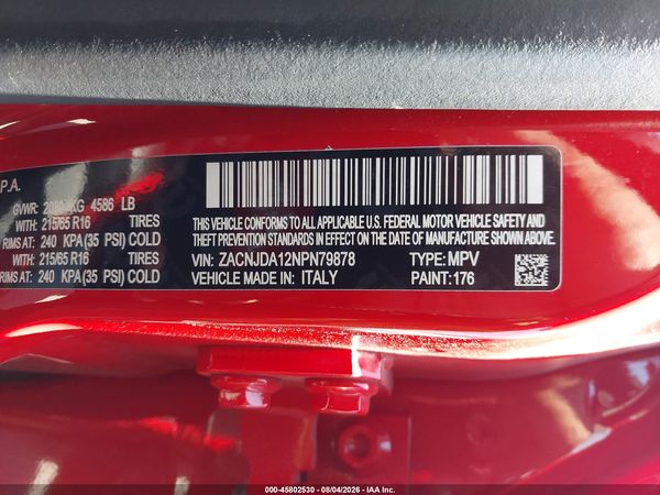 2022 JEEP RENEGADE SPORT 4X4