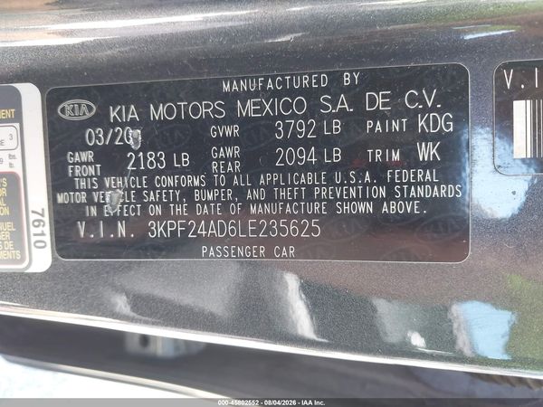 2020 KIA FORTE LXS