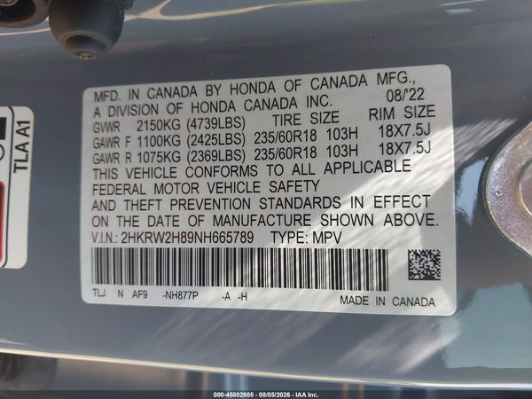 2022 HONDA CR-V AWD EX-L