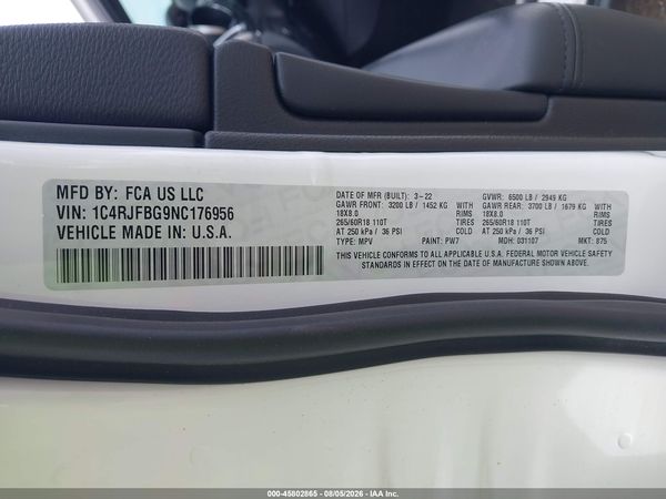 2022 JEEP GRAND CHEROKEE WK LIMITED 4X4