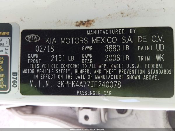 2018 KIA FORTE LX