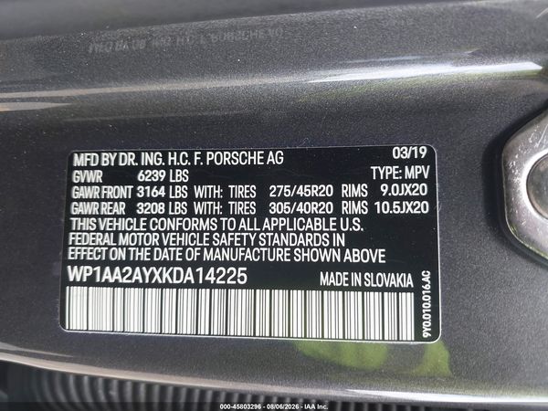 2019 PORSCHE CAYENNE