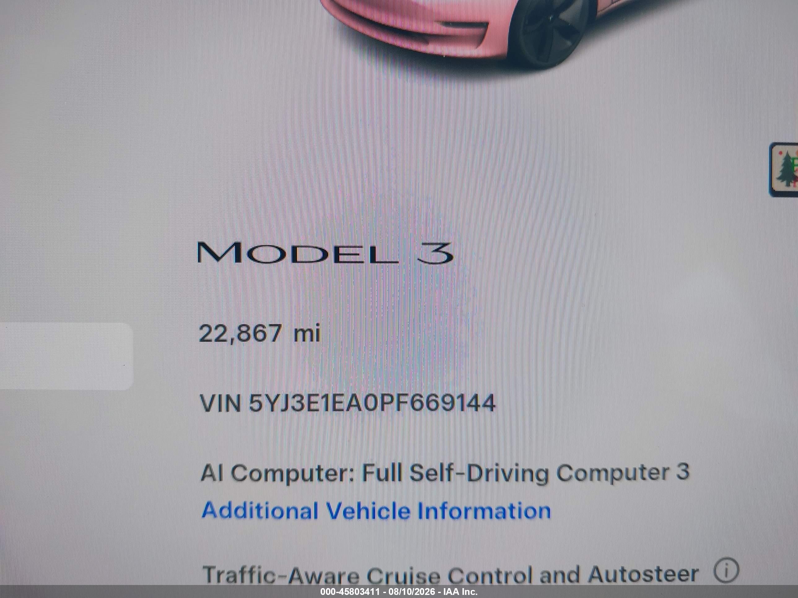 2023 TESLA MODEL 3 REAR-WHEEL DRIVE