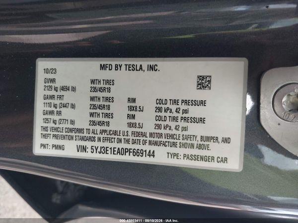 2023 TESLA MODEL 3 REAR-WHEEL DRIVE