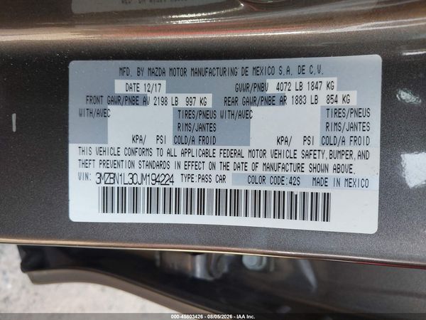 2018 MAZDA MAZDA3 TOURING