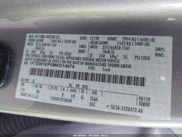 2021 FORD F-150 XLT