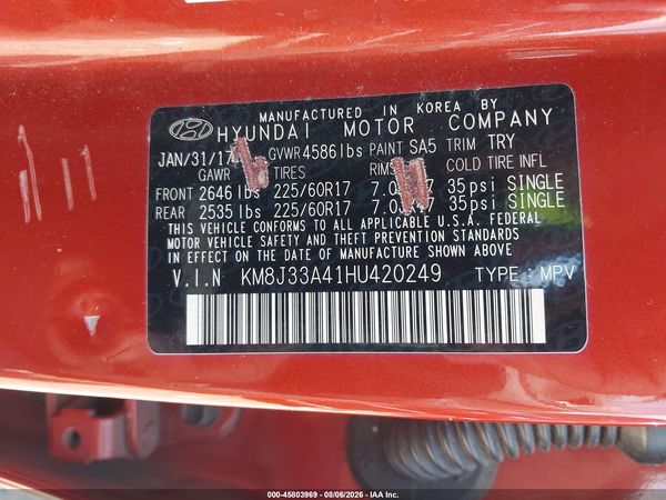2017 HYUNDAI TUCSON SE