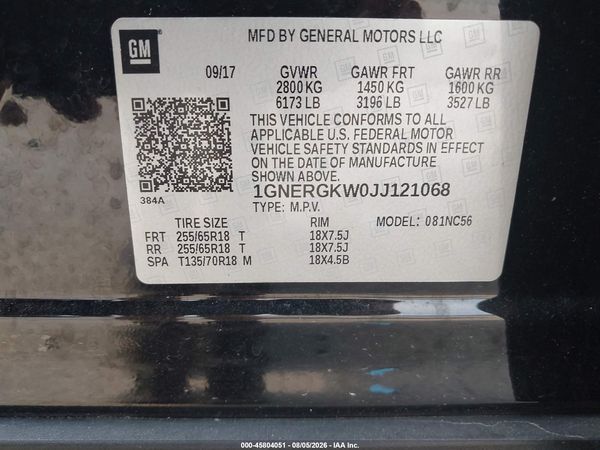 2018 CHEVROLET TRAVERSE LT CLOTH — I9