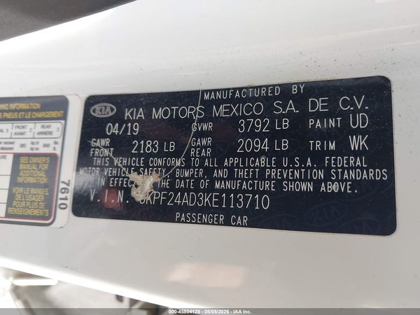 2019 KIA FORTE LXS