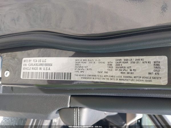 2021 JEEP GRAND CHEROKEE L LIMITED 4X4