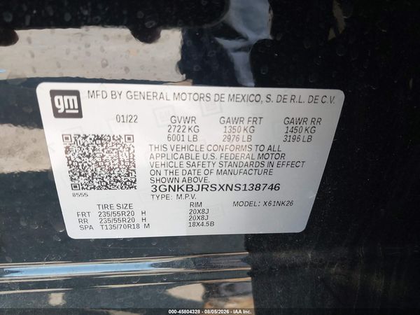 2022 CHEVROLET BLAZER AWD 3LT — I9