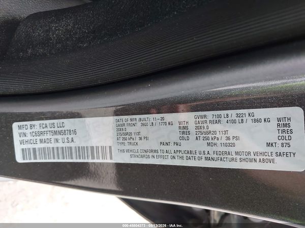 2021 RAM 1500 BIG HORN  4X4 5'7 BOX