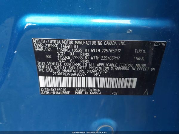 2016 TOYOTA RAV4 XLE