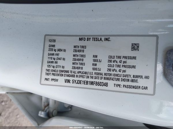 2021 TESLA MODEL 3