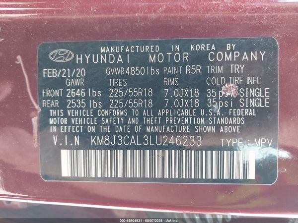 2020 HYUNDAI TUCSON LIMITED